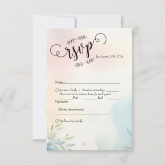 Wasserfarbene Pinselstriche und Skripte: Minimalis RSVP Karte