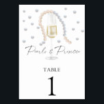 Wasserfarbene Prosecco - Hochzeitsreise Tischnumme Tischnummer<br><div class="desc">Aquarellpearls und Prosecco Bridal Dusche Einladungen. Schimmernde Perlen schmücken jede Karte. Champagnerglas in Wasserfarbe. "Perlen & Prosecco".</div>