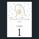 Wasserfarbene Prosecco - Hochzeitsreise Tischnumme Tischnummer<br><div class="desc">Aquarellpearls und Prosecco Bridal Dusche Einladungen. Schimmernde Perlen schmücken jede Karte. Champagnerglas in Wasserfarbe. "Perlen & Prosecco".</div>