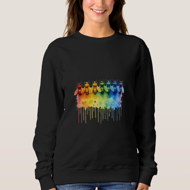 Wasserfarbene Regenbogenbienen Sweatshirt (Vorderseite)