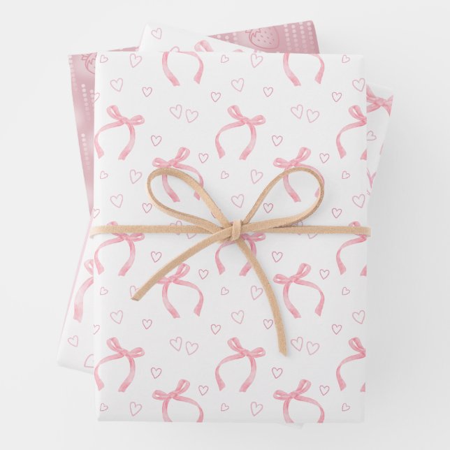 Wasserfarbene rosa Bögen mit Herz Geschenkpapier Set (Beispiel)