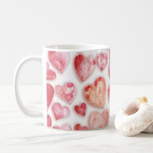 Wasserfarbene rosa Herzen Kaffeetasse