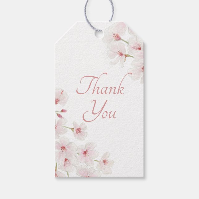 Wasserfarbene Rosa Kirschblüten Geschenkanhänger (Vorderseite)