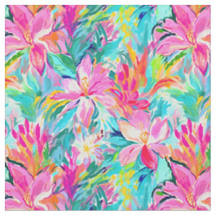 Wasserfarbene Rosa Lily Oase Stoff