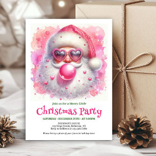 Wasserfarbene rosa Weihnachtsmann-Bubble-Gum-Einla Einladung