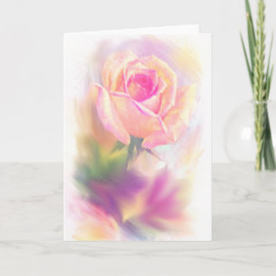 Wasserfarbene Rose auf Leinwand Grußkarten Karte