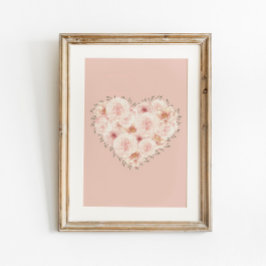 Wasserfarbene Rose Herz Poster