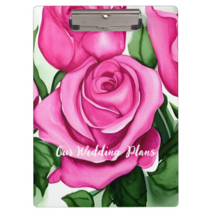 Wasserfarbene Rose Hochzeitsplaner Klemmbrett