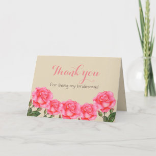 Wasserfarbene Rosen Botanische Illustration Dankeskarte