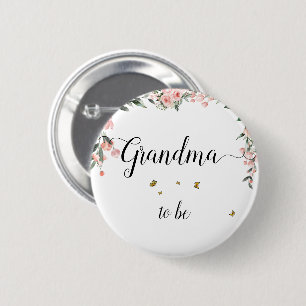 Wasserfarbene Rosen und Schmetterlinge Oma-to-be Button