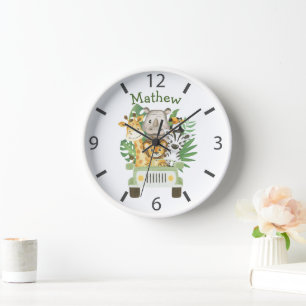 Wasserfarbene Safari Wilde Tiere im Auto Uhr