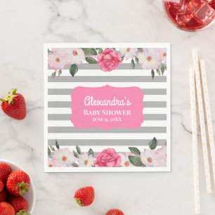 Wasserfarbene, sanfte, rosa, weiße Rosen Babydusc Serviette