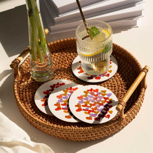 Wasserfarbene Schmelzherzen - Retro Runder Pappuntersetzer