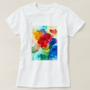 Wasserfarbene schöne abstrakte Rose Kunst T-Shirt