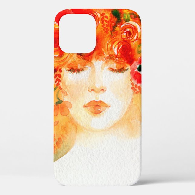 Wasserfarbene schöne Frau mit Kranz Case-Mate iPhone Hülle (Rückseite)