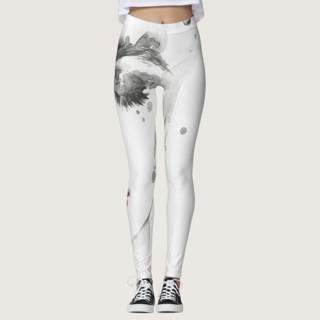 Wasserfarbene Schönheit: Porträtmalerei bei Frauen Leggings (Vorderseite)