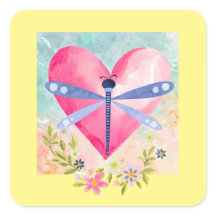 Wasserfarbene Sommerdrachenfliege, Herz, Blume