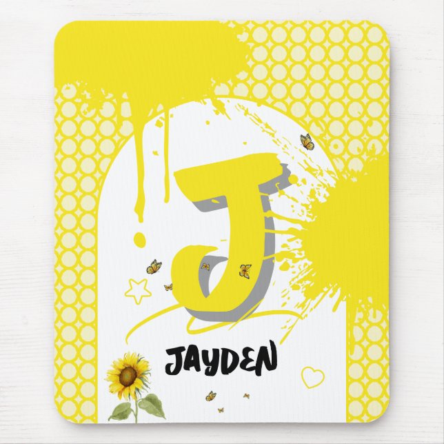 Wasserfarbene Sonnenblume mit Schmetterlingen Mous Mousepad (Vorne)