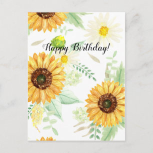 Wasserfarbene Sonnenblume Postkarte