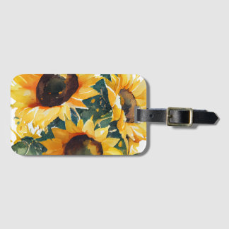 Wasserfarbene Sonnenblumen Gepäckanhänger