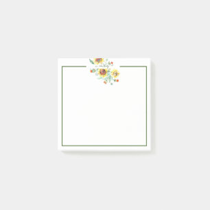 Wasserfarbene Sonnenblumen personalisiert Post-it Klebezettel