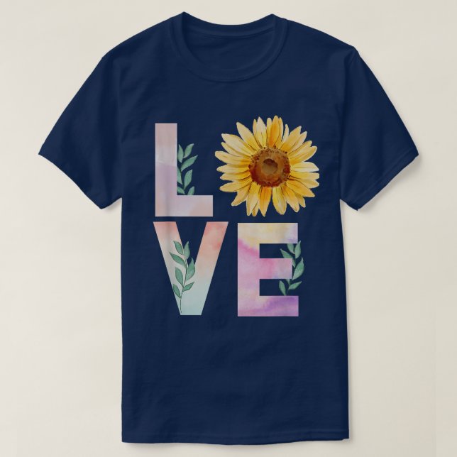 Wasserfarbene Sonnenblumen T-Shirt (Design vorne)