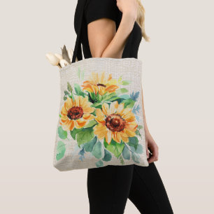 Wasserfarbene Sonnenblumen Tasche