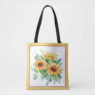 Wasserfarbene Sonnenblumen Tasche