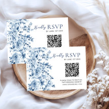 Wasserfarbene Staubblaue Blumige Hochzeits-RSVP-QR