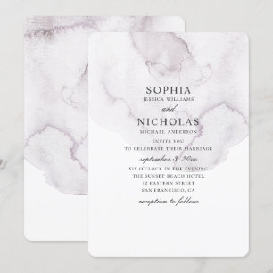 Wasserfarbene staubige Hochzeit. Eleganter einfach Einladung