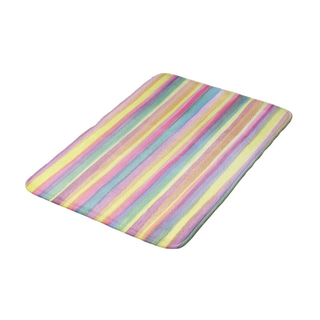 Wasserfarbene Streifen Badematte (Schrägansicht)