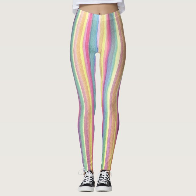 Wasserfarbene Streifen Leggings (Vorderseite)