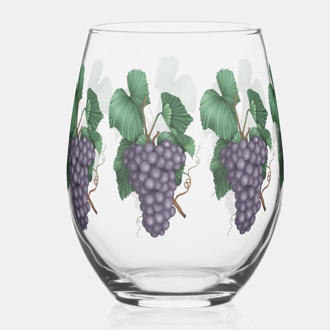 Wasserfarbene Trauben Weinglas Ohne Stiel (Pretty watercolor grapes design.)
