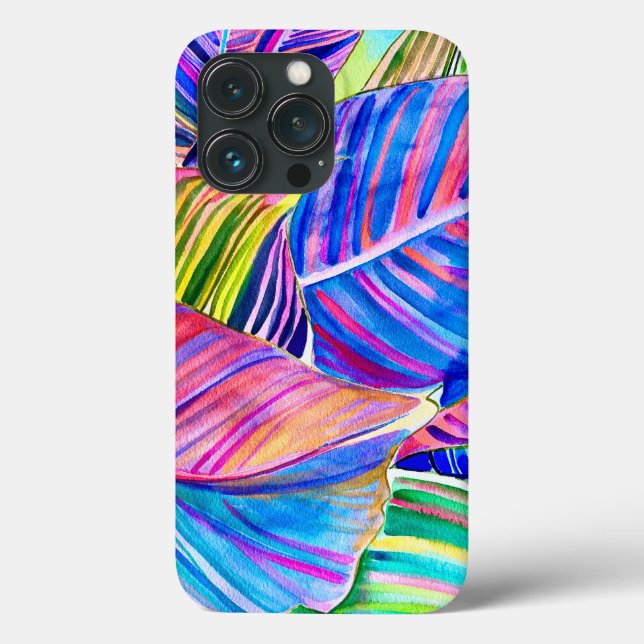 Wasserfarbene tropische Blätter Case-Mate iPhone Hülle (Rückseite)