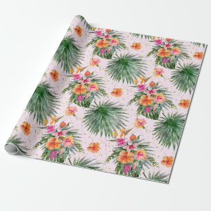 Wasserfarbene tropische Blume Botanische Palmen Bl Geschenkpapier