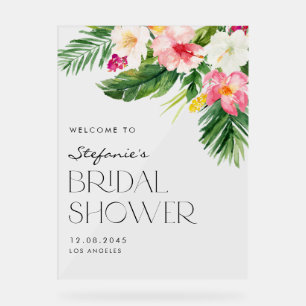Wasserfarbene tropische Blumen Sommer-Bridal-Showe Acrylschild
