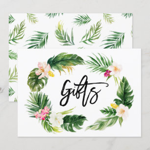 Wasserfarbene tropische Blumenkranz-Geschenke-Schi Einladung