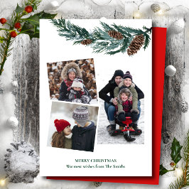 Wasserfarbene Vegetation Rustikale grüne Kiefernki Feiertagskarte