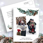 Wasserfarbene Vegetation Rustikale grüne Kiefernki Feiertagspostkarte<br><div class="desc">Aquarell Grüne Rustikale grüne Kiefernkiefer Bough 3 Foto Collage Urlaubskarte. Senden Sie Ihren Urlaub Grüße an Freunde, Kollegen und Familie in einfachen, schicken, eleganten und modernen 3 Foto Collage Design festliche, natürliche Natur Farbe Stilkarten! Ein wunderschöner Rahmen aus sanft grün gestrichenen Aquarellkiefern verlasse auf Ihrer 3-Foto-Collage, mit hübschen braunen Kiefernzapfen...</div>