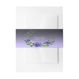 Wasserfarbene violette Blumen Einladung Bauchband Einladungsbanderole