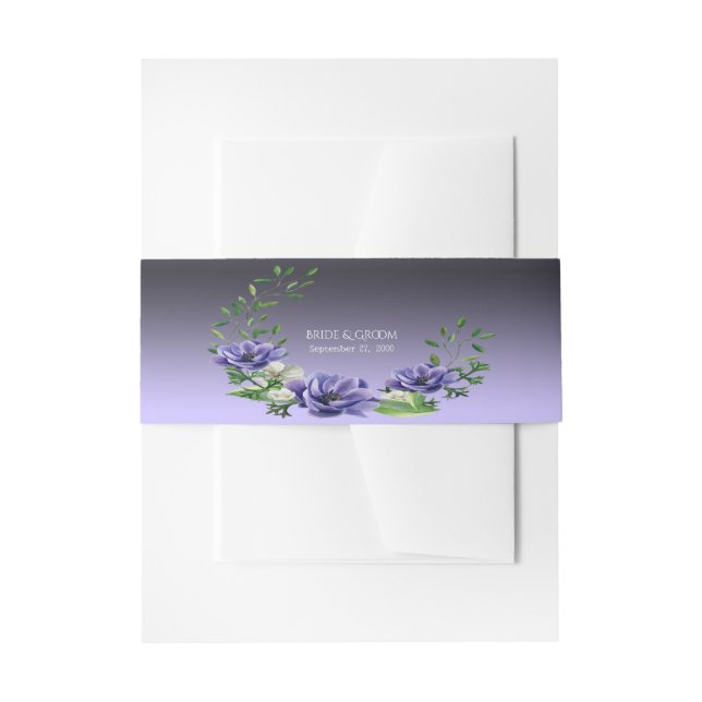 Wasserfarbene violette Blumen Einladung Bauchband Einladungsbanderole (Vorderseite Beispiel)