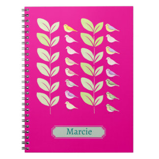 Wasserfarbene Vögel und Blätter Notizblock