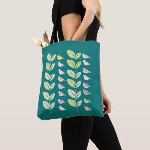 Wasserfarbene Vögel und Blätter Tasche