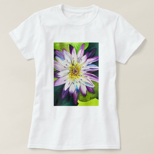 Wasserfarbene Wasserlilie schöne Kunst T-Shirt (Design vorne)