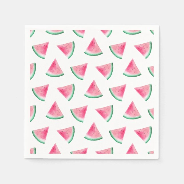 Wasserfarbene Wassermelone Kindmuster. Rosa Beere Serviette (Vorderseite)