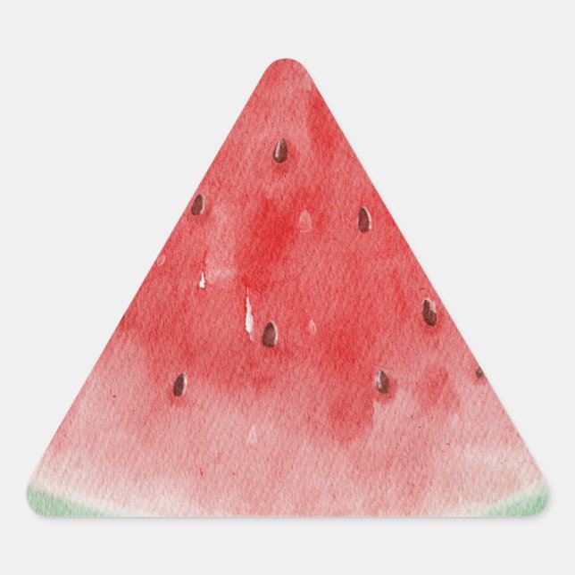 Wasserfarbene Wassermelone Tropische Sommerfrüchte Dreieckiger Aufkleber (Vorderseite)