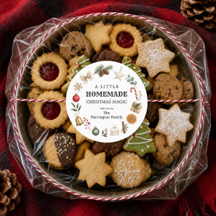 Wasserfarbene Weihnachtsgirlande Selbstgebackenes Runder Aufkleber