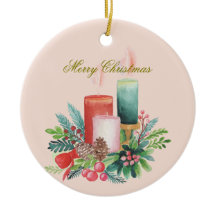 Wasserfarbene Weihnachtskerzen Erinnerungsornament