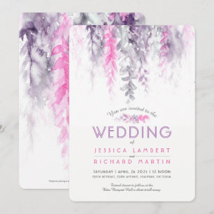 Wasserfarbene Weintraube Rosa lila graue Hochzeit Einladung