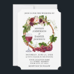 Wasserfarbene Weintrauben Blumenstrauß Hochzeit Einladung<br><div class="desc">Moderne elegante Watercolor Trauben und Weine Holzreath Wedding Einladung umfasst burgundische Rose,  rosa Rosen,  rote Rosen und botanische Vegetation.</div>